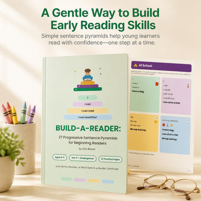 Build-A-Reader: Early Reader Book for Ages 4-6 | 27 Sentence Pyramid Practice Pages